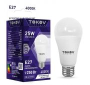 Лампа светодиодная 25Вт А60 4000К Е27 176-264В TOKOV ELECTRIC TKE-A60-E27-25-4K