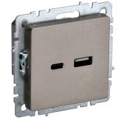 Розетка BRITE USB A+C 18Вт РЮ11-1-БрШ механизм шампань IEK BR-U22-018-K37