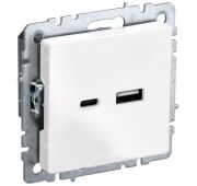 Розетка BRITE USB A+C 18Вт РЮ11-1-БрБ механизм бел. IEK BR-U22-018-K01