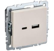 Розетка BRITE USB A+C 18Вт РЮ11-1-БрКр механизм беж. IEK BR-U22-018-K10