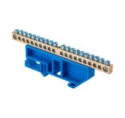 Шина нулевая N 6х9 20 отвер. латунь син. изолятор на DIN-рейку PROxima EKF sn0-63-20-d