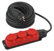 Удлинитель силовой UK-3e-3x1.5-10m-IP44(KG) с заземлением 3 розетки каучук 10м КГ 3х1.5кв.мм IP44 Эра Б0057580