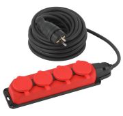 Удлинитель силовой UK-4e-3x1.5-10m-IP44(KG) с заземлением 4 розетки каучук 10м КГ 3х1.5кв.мм IP44 Эра Б0057586