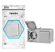 Блок ОП Dita (розетка 16А 250В с заземл. + 1-кл. выкл. 10А) IP54 сер. TOKOV ELECTRIC TKL-DT-V1RZ-C06-IP54
